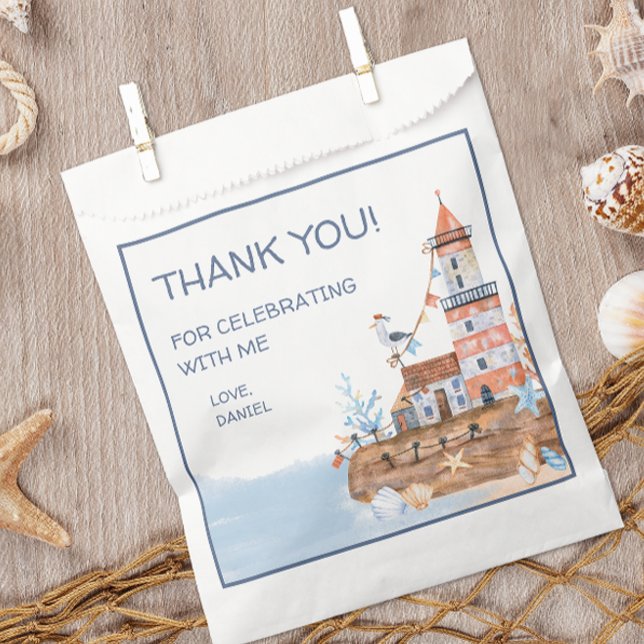 Sachets En Papier Phare maritime (Personalized nautical themed party favor bags)