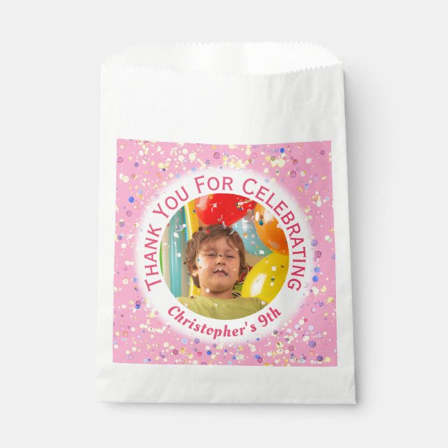 Sachets En Papier Photo d'anniversaire de Confetti (Devant)