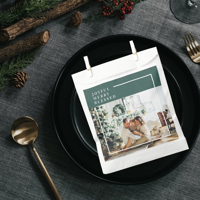 Sachets En Papier Photo de famille moderne | Joyeux Joyeux Joyeux Bé (Créateur téléchargé)