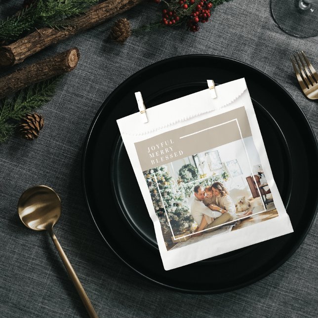 Sachets En Papier Photo de famille moderne | Joyeux Joyeux Joyeux Bé (Créateur téléchargé)