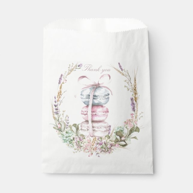 Sachets En Papier Pile française de Macarons dans la couronne merci (Devant)