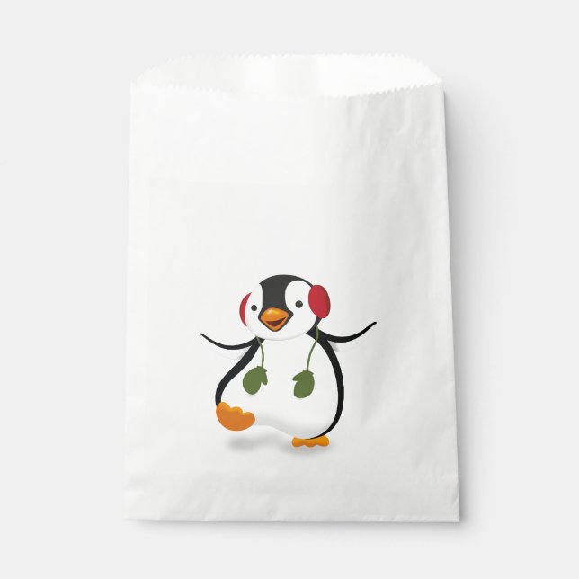 Sachets En Papier Pingouin d'hiver mignon (Devant)