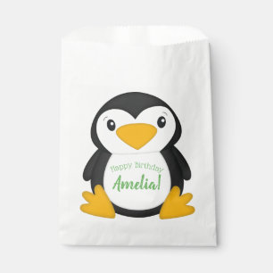 Sachets En Papier Pingouin fête d'anniversaire Vert