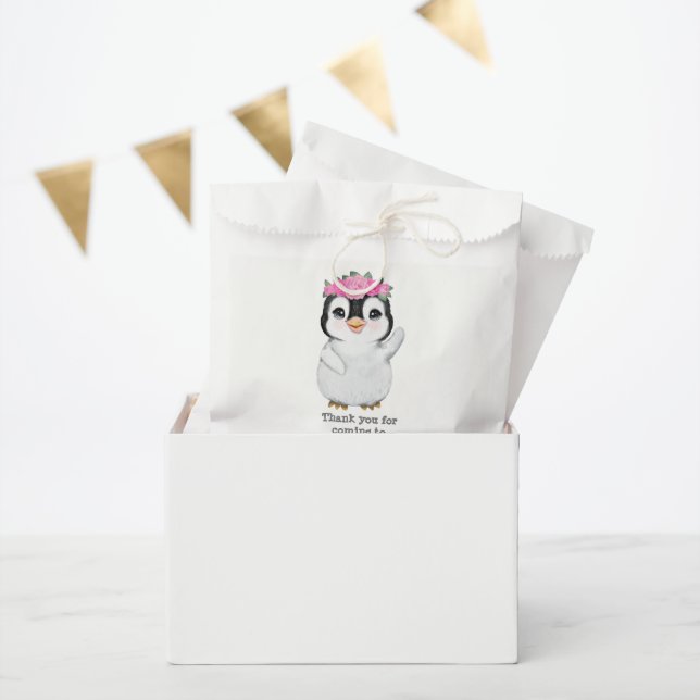 Sachets En Papier Pingouin rose Favoriser sac, sac cadeau personnali (Fête)