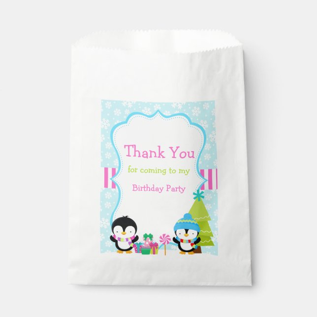Sachets En Papier Pingouins mignons d'hiver (Devant)