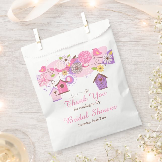Sachets En Papier Pink and Purple Floral Bird Cages Bridal Shower (Coupé)