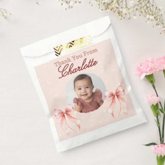 Sachets En Papier Pink Bow First Birthday! (Scellé)