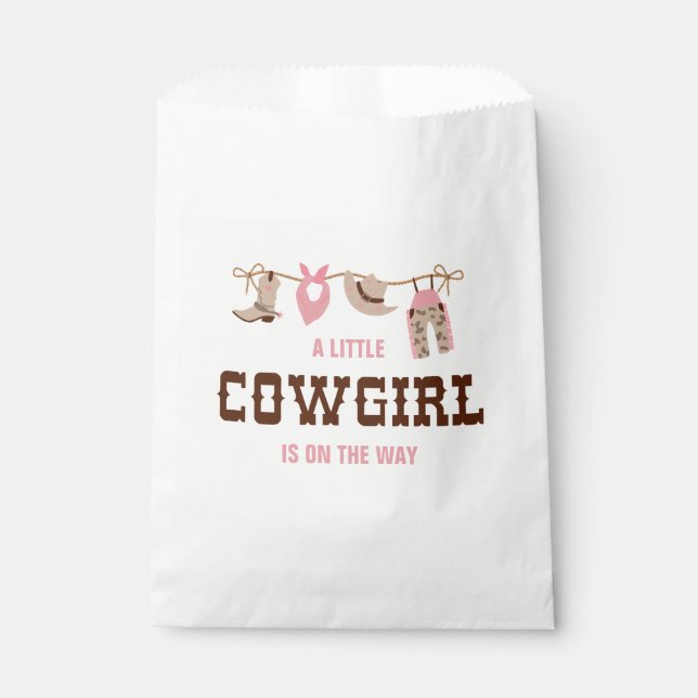 Sachets En Papier Pink Cowgirl Baby shower occidental (Devant)
