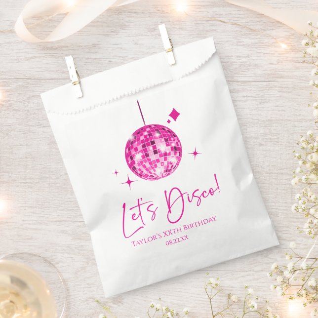 Sachets En Papier Pink Disco Ball Let's Disco Anniversaire (Coupé)