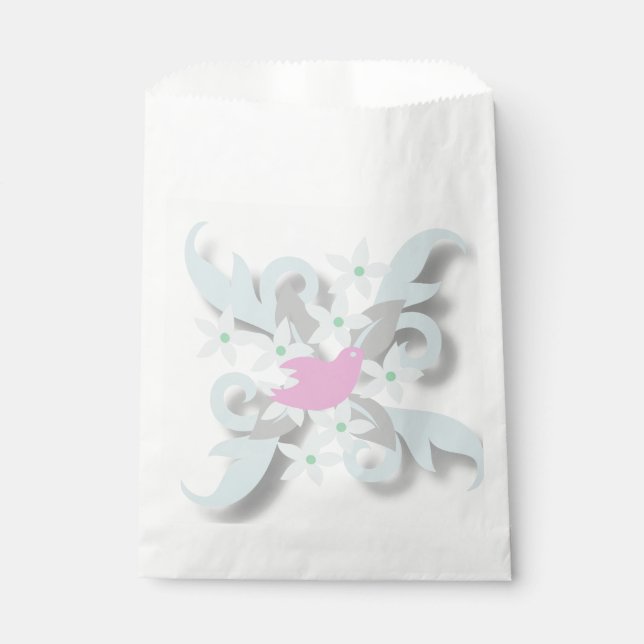 Sachets En Papier Pink Dove et Feuilles d'argent (Devant)