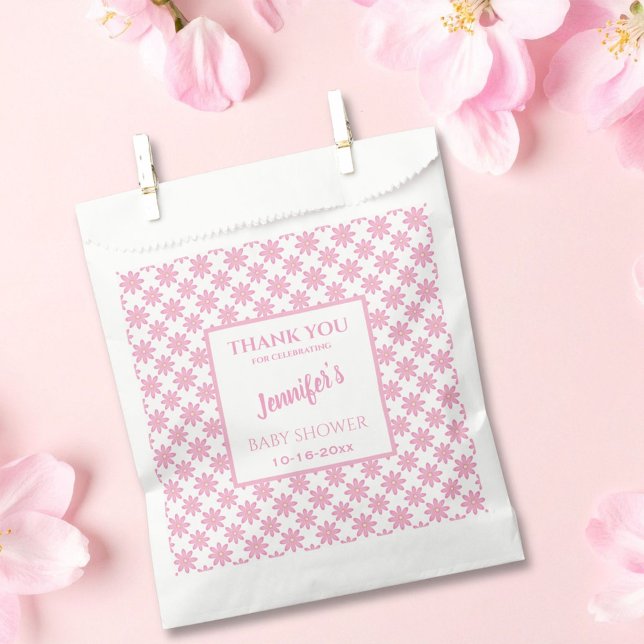 Sachets En Papier Pink Floral Baby Shower  (Créateur téléchargé)