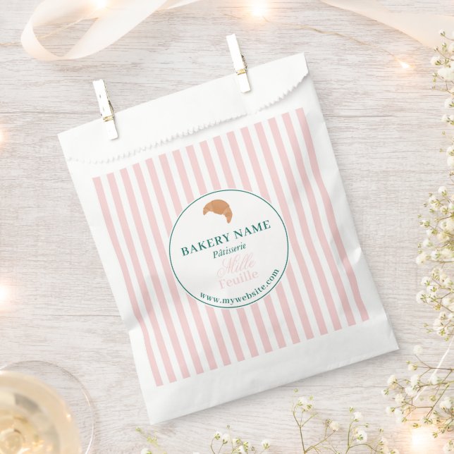 Sachets En Papier Pink Green Bakery Logo Product Packaging Bag (Coupé)