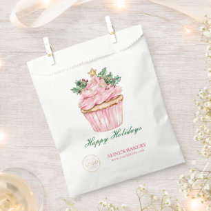 Sachets En Papier Pink Happy Holidays Boulangerie personnalisée Busi