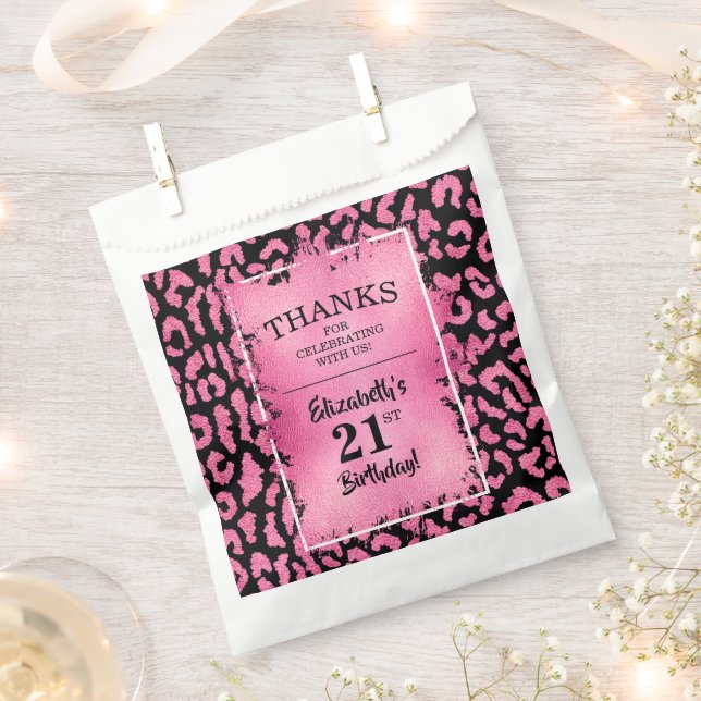 Sachets En Papier Pink Leopard 21e Anniversaire Fête Favor sac (Coupé)