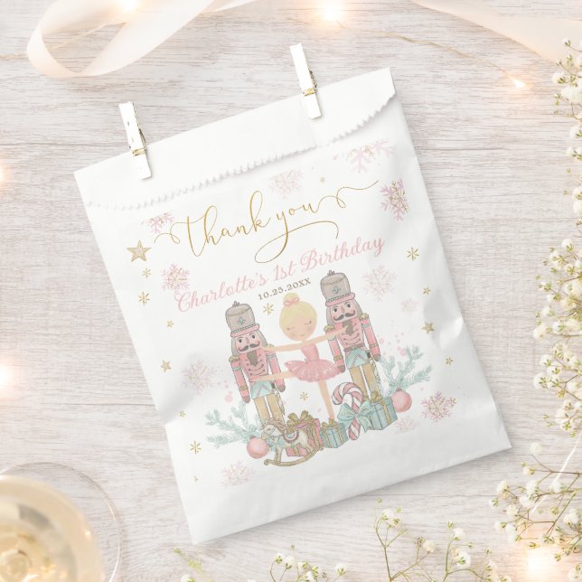 Sachets En Papier Pink Nutcracker Winter Onederland 1st Birthday (Coupé)