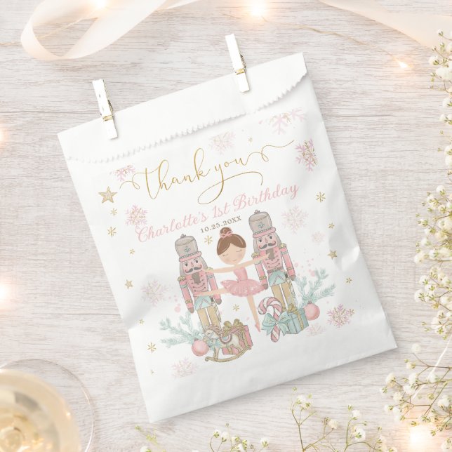 Sachets En Papier Pink Nutcracker Winter Onederland 1st Birthday (Coupé)