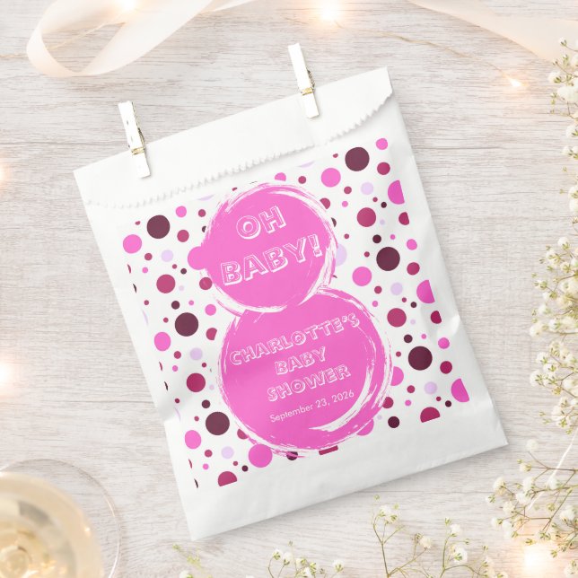 Sachets En Papier Pink polka dot baby shower Paper (Coupé)