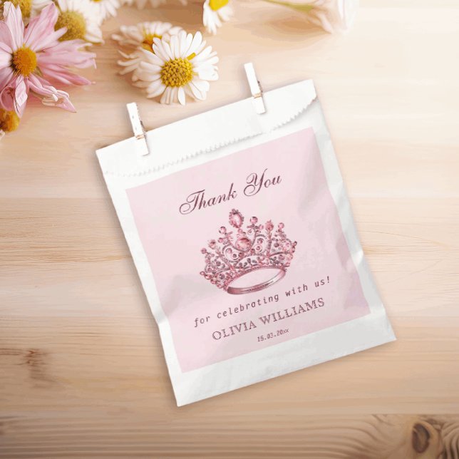 Sachets En Papier Pink Pretty Princess Crown Birthday Girl (Créateur téléchargé)