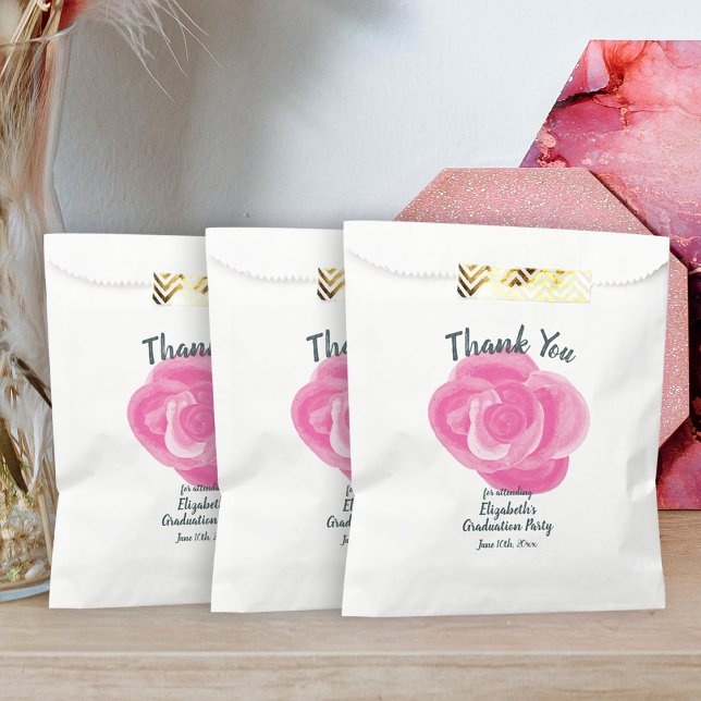 Sachets En Papier Pink Rose Graduation Party Favoriser le sac (pink graduation party favor bags goodie bags treats grad graduate pink rose)