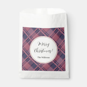 Sachets En Papier Pink Scottish Lady Tartan Motif Joyeux Noël