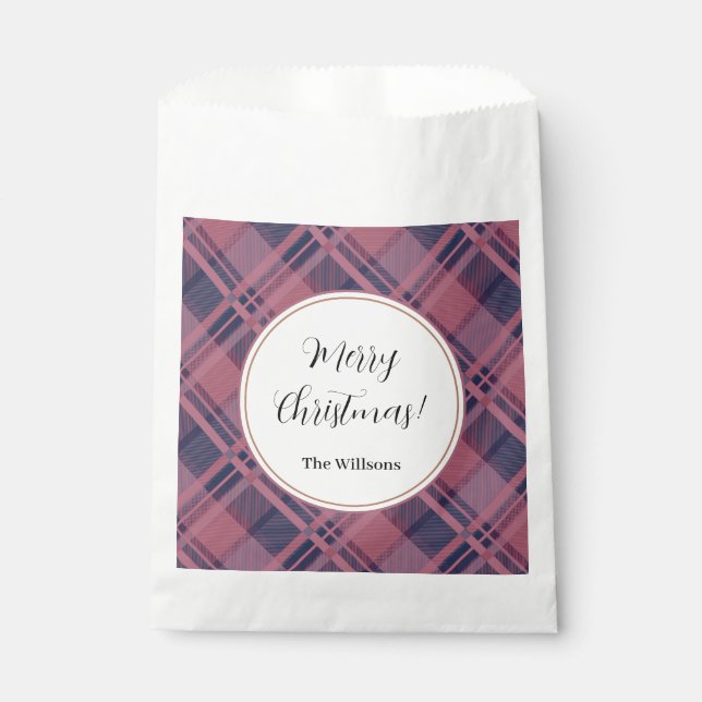 Sachets En Papier Pink Scottish Lady Tartan Motif Joyeux Noël (Devant)