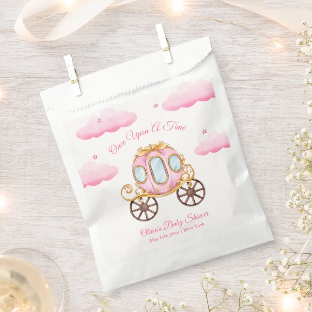 Sachets En Papier Pink Sweet Fairy Princess Carriage Baby Shower  (Coupé)