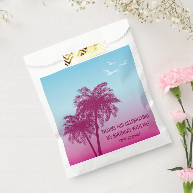 Sachets En Papier Pink To Blue Sky And Palm Trees Birthday Thank You (Scellé)