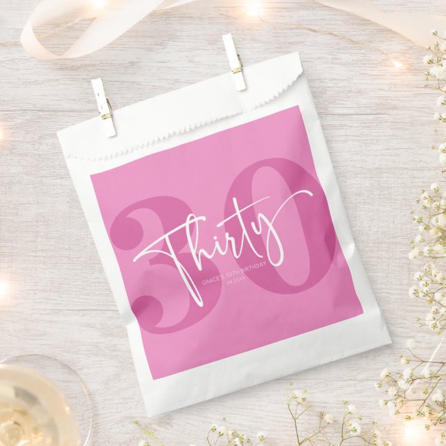 Sachets En Papier Pink Trente-trentième fête d'anniversaire (Coupé)