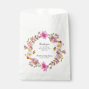 Sachets En Papier Pink Watercolor Wreath girl baby shower