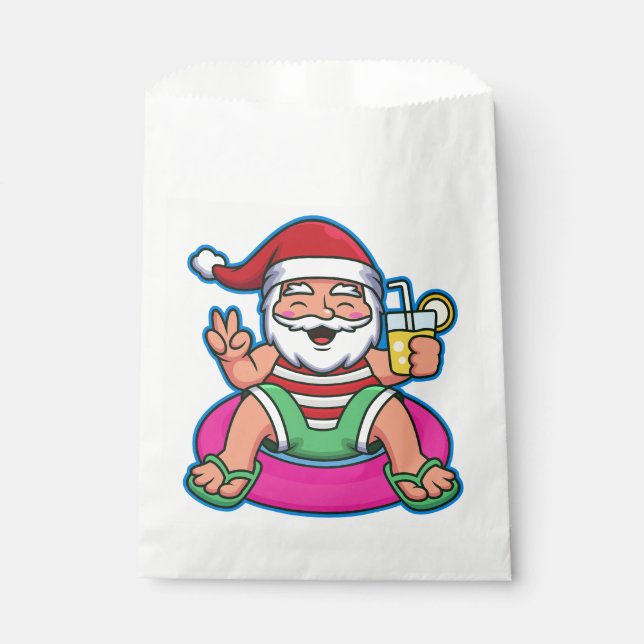 Sachets En Papier piscine été santa claus drôle Noël (Devant)