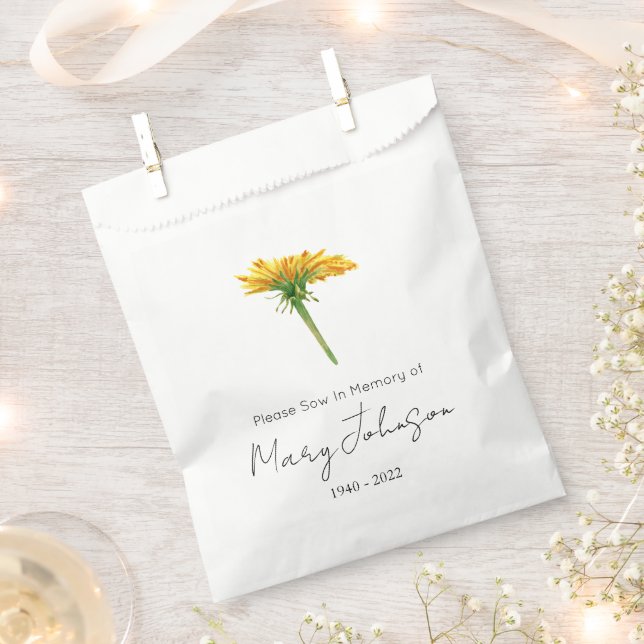 Sachets En Papier Pissenlit | Simple paquet de graines Obsèques  (Coupé)
