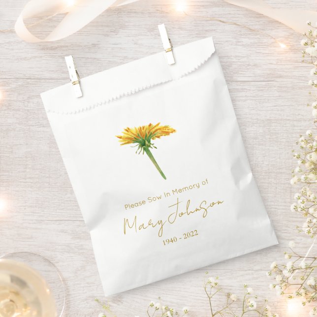 Sachets En Papier Pissenlit | Simple paquet de graines Obsèques  (Coupé)