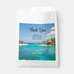 Sachets En Papier Pittoresque plage tropicale avec Mariage de paillo