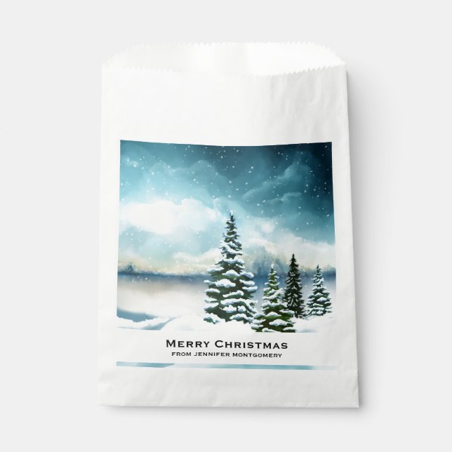 Sachets En Papier Pittoresque Winter Wonderland aquarelle peinture (Devant)