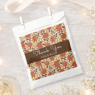 Sachets En Papier Pivoine Fleurs Orange Poussiéreuse Mariage d'Autom