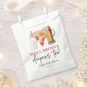 Sachets En Papier Pizza Brews et Diapers aussi ! Baby shower