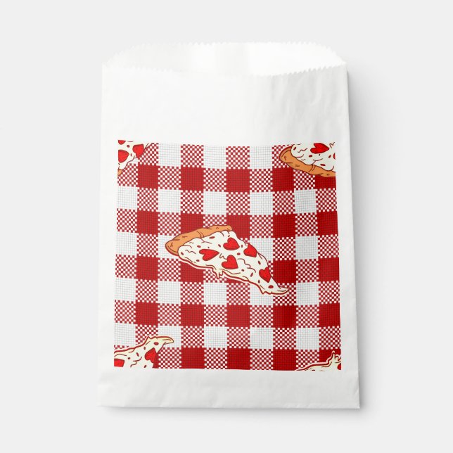 Sachets En Papier pizza de coeur valentine rouge en vichy (Devant)