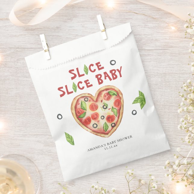 Sachets En Papier pizza heart watercolor baby shower  (Coupé)