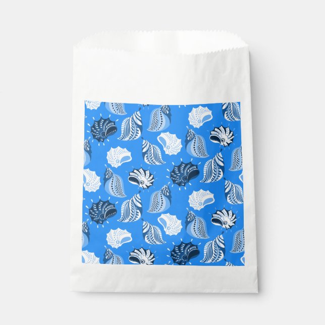 Sachets En Papier plage de coquillages bleus (Devant)