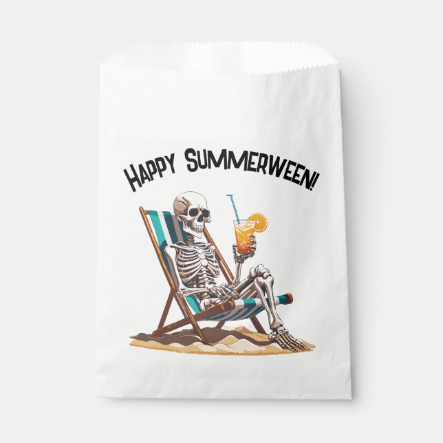 Sachets En Papier Plage Lounge Squelette Halloween (Devant)