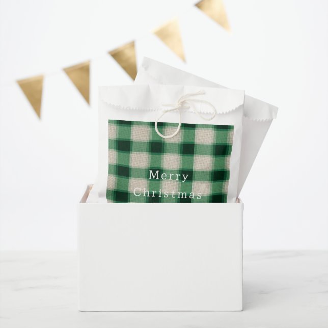 Sachets En Papier Plaid à la crème verte (Fête)