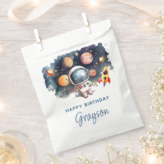 Sachets En Papier Planètes de l'espace extérieur Joyeux Anniversaire (Coupé)