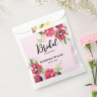 Sachets En Papier Pluie de Mariée Moderne Rouge Rose Floral sur Fond