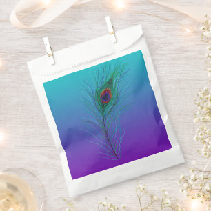Sachets En Papier Plume de paon turquoise à violet