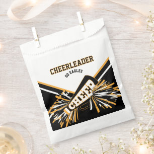 Sachets En Papier Pom-pom girl en blanc, or et noir