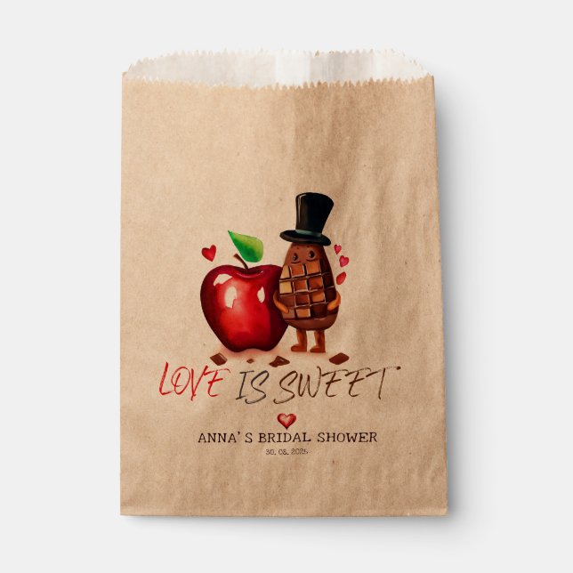 Sachets En Papier Pomme rouge et Fête des mariées à couple au chocol (Devant)