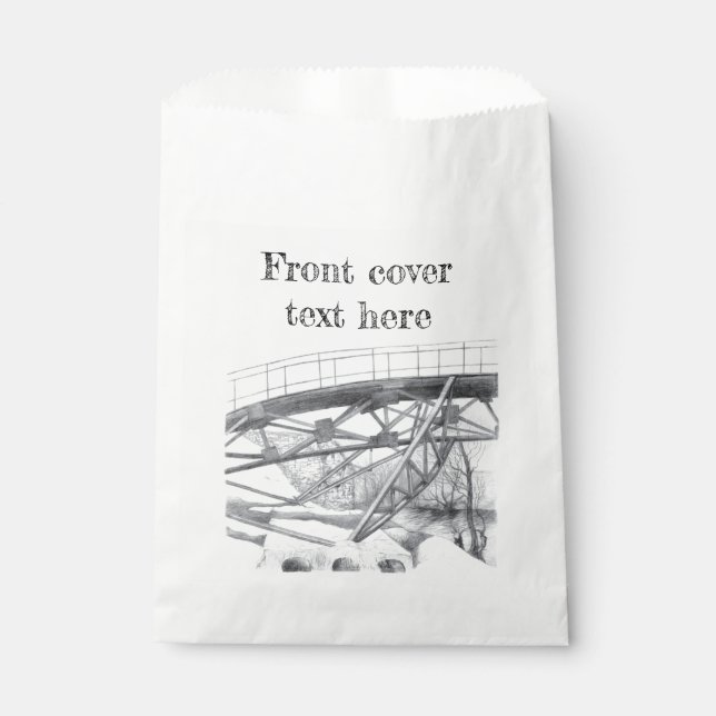 Sachets En Papier Pont antique. Dessin au crayon. (Devant)