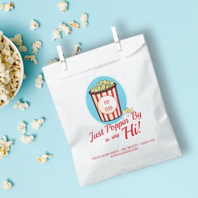 Sachets En Papier Poppin personnalisé en passant pour dire bonjour P (Personalized Poppin' by To Say Hi Favor Bag for Real Estate and Small Business Marketing)