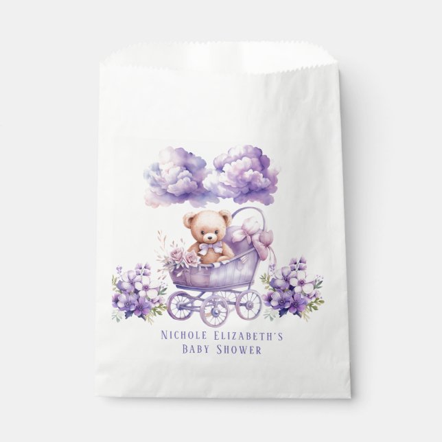 Sachets En Papier Porte adorable Teddy Bear Baby shower fille (Devant)