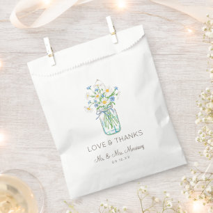Sachets En Papier Pot de fleurs sauvages rustique Love and Thanks